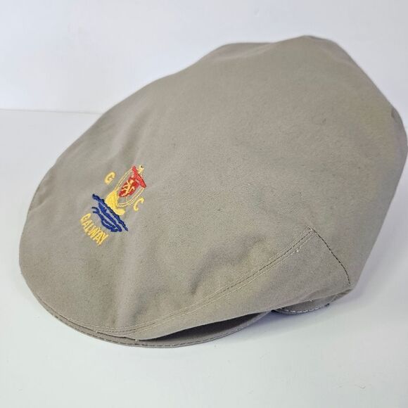 Shandon Headwear Irish Khaki Tan Embroidered Galway Golf Newsboy Jeff Cap Hat 1X - Picture 6 of 10